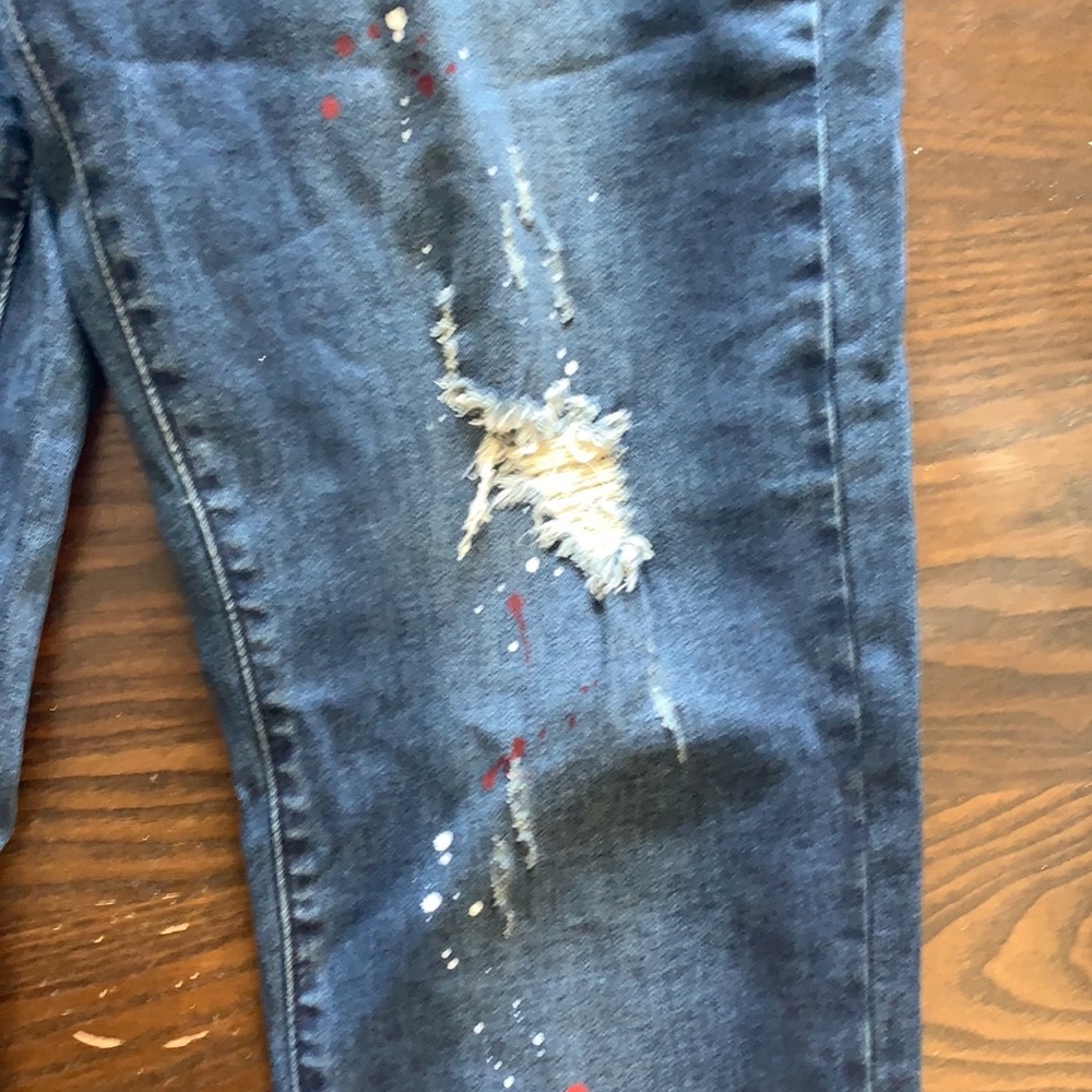 Off White Paint Splatter Denim Jeans Size 36 Gem